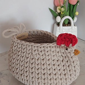 Horgolt tyúkocska kosár, Otthon & Életmód, Dekoráció, Asztal és polc dekoráció, Dekorációs tál, tartó, Horgolás, MESKA