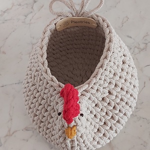 Horgolt tyúkocska kosár - otthon & életmód - dekoráció - asztal és polc dekoráció - dekorációs tál, tartó - Meska.hu