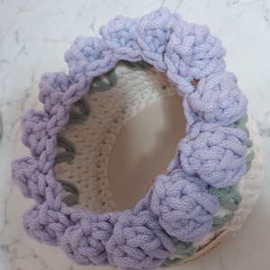 Horgolt tulipános kosár - otthon & életmód - dekoráció - asztal és polc dekoráció - dekorációs tál, tartó - Meska.hu