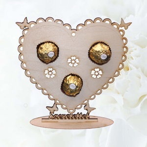 Szív alakú fa ajándék állvány � egyedi gravírozott figyelmesség (PLSZ1504), Esküvő, Emlék & Ajándék, Szülőköszöntő ajándék, Famegmunkálás, MESKA