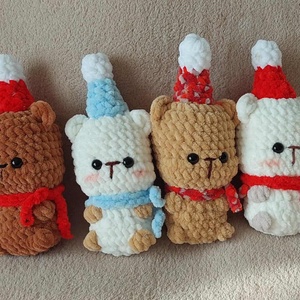 Karácsonyi maci - horgolt, 18 cm - játék & sport - plüssállat & játékfigura - maci - Meska.hu