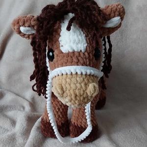 Horgolt lovacska - nagy méretű 27x25 cm  - játék & sport - plüssállat & játékfigura - ló - Meska.hu