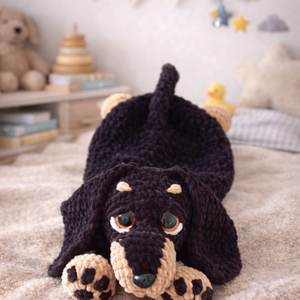 Tacskó - horgolt szundipajti, 50 cm - Meska.hu