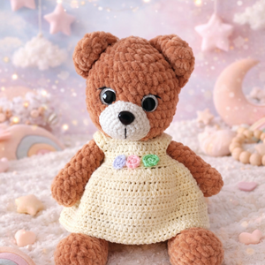 Horgolt maci, ruhával - Meska.hu