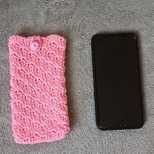 Horgolt kagyló mintás telefon tartó  - táska & tok - pénztárca & más tok - telefontok - Meska.hu
