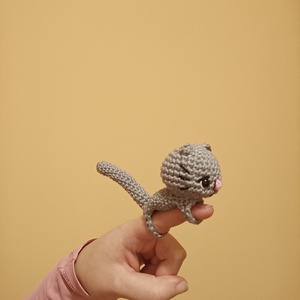 Horgolt szürke cica ujjbáb , Játék & Sport, Bábok, Ujjbáb, Horgolás, MESKA