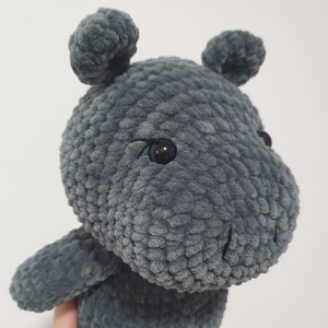 Horgolt amigurumi plüss szürke víziló - játék & sport - plüssállat & játékfigura - más figura - Meska.hu