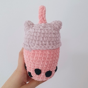 Horgolt amigurumi plüss cicás bubble tea - játék & sport - plüssállat & játékfigura - cica - Meska.hu