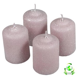 Bársony glitter henger gyertya 50x75 mm - mályva, Kellékek & szerszámok, Dekorációs gyertya, Dekorációs kellékek, , MESKA