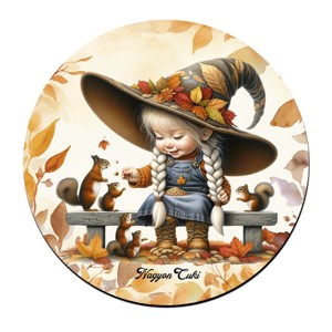 Őszi manó lány és a mókusok mintás bögre alátét, , , MESKA