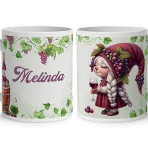 Névvel kérhető - Cuki borász manó lány mintás bögre, Otthon & Életmód, Konyhafelszerelés, tálalás, Tálalás, Bögre & Csésze, , MESKA