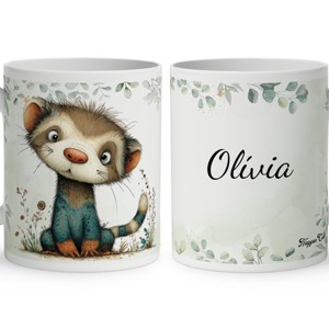 Névvel kérhető - Játékos felfedező, a vadászgörény mintás bögre, Otthon & Életmód, Konyhafelszerelés, tálalás, Tálalás, Bögre & Csésze, , MESKA