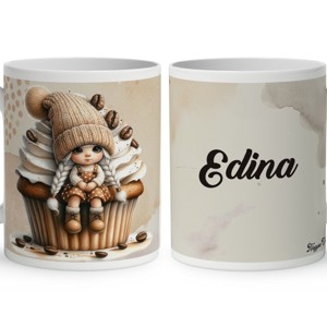Névvel kérhető - Muffin kávés manó lány mintás bögre, Otthon & Életmód, Konyhafelszerelés, tálalás, Tálalás, Bögre & Csésze, , MESKA