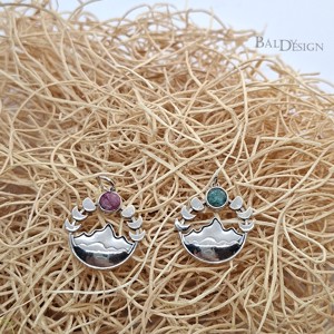 Rubin és smaragd telihold ezüst medál - Meska.hu