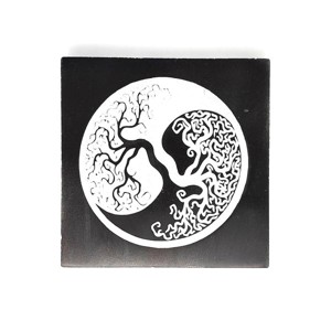 Szelenit négyzet yin yang fa fekete 7-8cm, Kellékek & szerszámok, Ásvány alapanyag, Szelenit korong, , MESKA