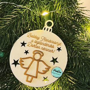 Karácsonyfa dísz gyermekorvosnak, Karácsony, Karácsonyi lakásdekoráció, Karácsonyfadíszek, Gravírozás, pirográfia, MESKA
