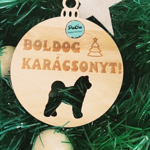 Akita karácsonyfa dísz, Karácsony, Karácsonyi lakásdekoráció, Karácsonyfadíszek, Gravírozás, pirográfia, MESKA