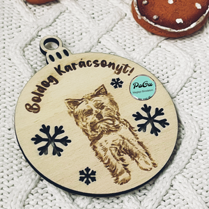 Westie karácsonyfa dísz, Karácsony, Karácsonyi lakásdekoráció, Karácsonyfadíszek, Gravírozás, pirográfia, MESKA