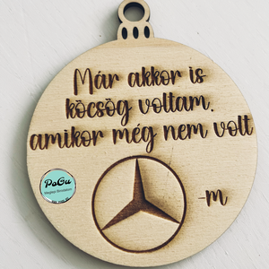 Mercedes karácsonyfa dísz, Karácsony, Karácsonyi lakásdekoráció, Karácsonyfadíszek, Gravírozás, pirográfia, MESKA