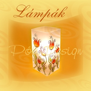 Asztali lámpa - Tulipános - festett üveg elektromos asztali lámpa - otthon & életmód - lámpa - asztali lámpa - Meska.hu