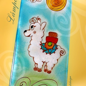 Láma lámpa - festett üveg elektromos asztali lámpa  - otthon & életmód - lámpa - asztali lámpa - Meska.hu