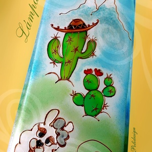 Láma lámpa - festett üveg elektromos asztali lámpa  - otthon & életmód - lámpa - asztali lámpa - Meska.hu