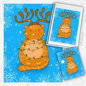 Kép - Narancs macska - A4-es kép keret nélkül - művészet - grafika & illusztráció - művészi nyomat - Meska.hu