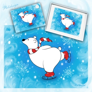 Kép - Korcsolyázó Jegesmedve - A4-es digitálisan rajzolt kép keret nélkül , Művészet, Grafika & Illusztráció, Művészi nyomat, Fotó, grafika, rajz, illusztráció, Mindenmás, MESKA