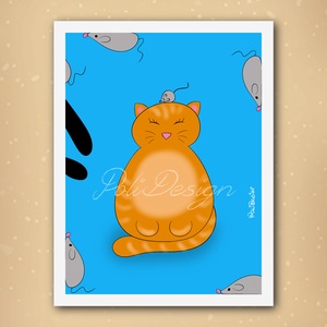 Kép - Egeres macska / Foltos - illusztráció, grafika - digitálisan rajzolt kép, keret nélkül - művészet - grafika & illusztráció - művészi nyomat - Meska.hu