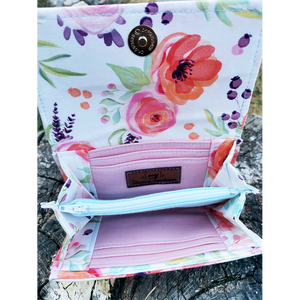 Kompakt pénztárca � akvarell virágokkal - táska & tok - pénztárca & más tok - pénztárca - női pénztárca - Meska.hu