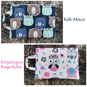 Mini táska � kék macik es rózsaszín baglyok - Meska.hu