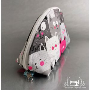 Félköríves neszeszer - Kíváncsi macskák  - táska & tok - neszesszer - Meska.hu