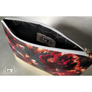 Tűz bazsarózsa - lapos neszeszer / pipere táska - táska & tok - neszesszer - Meska.hu