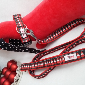AKCIÓ!!! Polka Dog télapó karácsonyi mintás nyakörv-póráz szett - Meska.hu