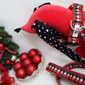 AKCIÓ!!! Polka Dog télapó karácsonyi mintás nyakörv-póráz szett -  - Meska.hu
