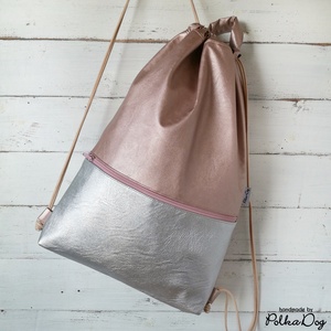 rosegold - ezüst textilbőr gymbag - táska & tok - hátizsák - tornazsák, gymbag - Meska.hu