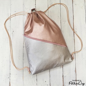 rosegold - ezüst textilbőr gymbag - táska & tok - hátizsák - tornazsák, gymbag - Meska.hu