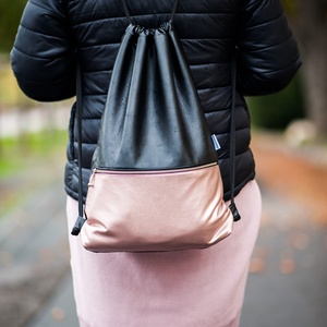fekete - rosegold metál textilbőr gymbag, Táska & Tok, Hátizsák, Tornazsák, Gymbag, Varrás, MESKA