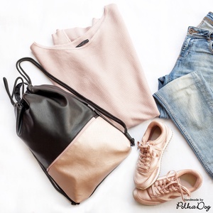 fekete - rosegold metál textilbőr gymbag - táska & tok - hátizsák - tornazsák, gymbag - Meska.hu