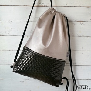 pezsgő - fekete gyémánt textilbőr gymbag, Táska & Tok, Hátizsák, Tornazsák, Gymbag, Varrás, MESKA