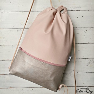 Púder - pezsgő textilbőr gymbag - táska & tok - hátizsák - tornazsák, gymbag - Meska.hu