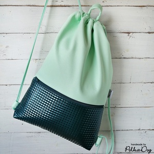 Menta - türkiz gyémánt textilbőr gymbag - táska & tok - hátizsák - tornazsák, gymbag - Meska.hu