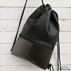 fekete gyémánt textilbőr gymbag, Táska & Tok, Hátizsák, Tornazsák, Gymbag, Varrás, MESKA