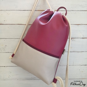 Bordó - pezsgő textilbőr gymbag - táska & tok - hátizsák - tornazsák, gymbag - Meska.hu