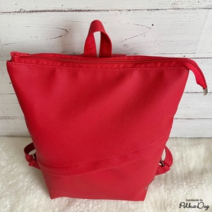 Piros polka hátizsák - táska & tok - hátizsák - hátizsák - Meska.hu