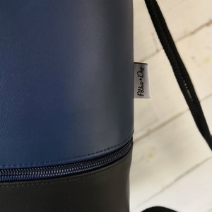sötétkék - fekete textilbőr gymbag - táska & tok - hátizsák - tornazsák, gymbag - Meska.hu