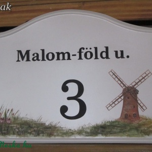 Utca/Házszám tábla malom mintával -  - Meska.hu