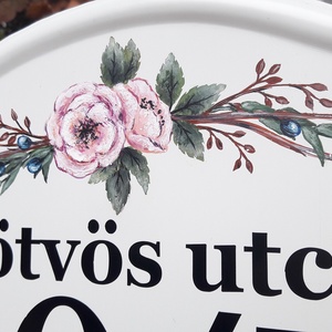 Házszám/utcatábla/névtábla vadrózsával - otthon & életmód - ház & kert - házszám - Meska.hu