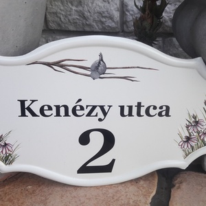 Házszám/utcatábla/névtábla krizantémmal - otthon & életmód - ház & kert - házszám - Meska.hu