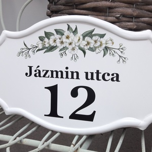 Házszám/utcatábla/névtábla jázmin mintával - otthon & életmód - ház & kert - házszám - Meska.hu